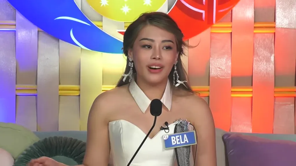 Si Bela ng PBB Collab 3.0 sa confession room habang ikinukuwento ang kanyang ilong