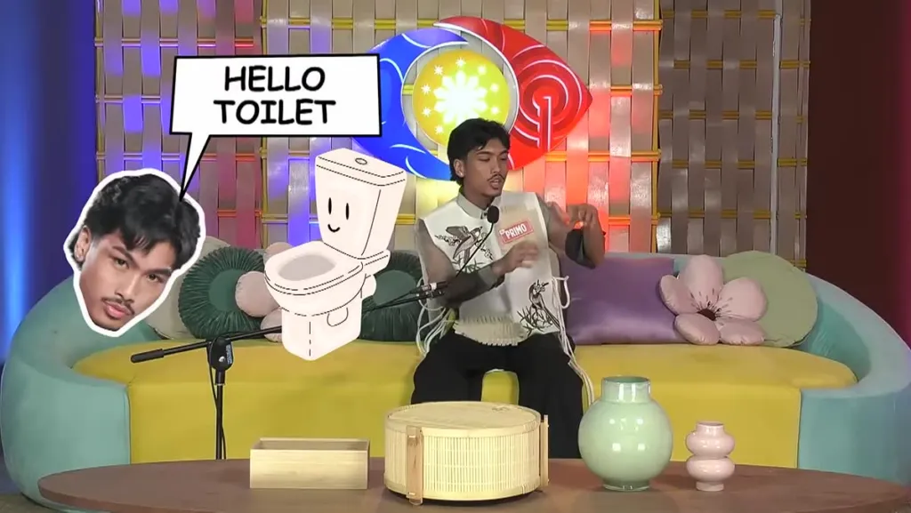 Si Lans ng PBB Collab 3.0 sa confession room habang ikinukuwento ang banyong nagsasalita